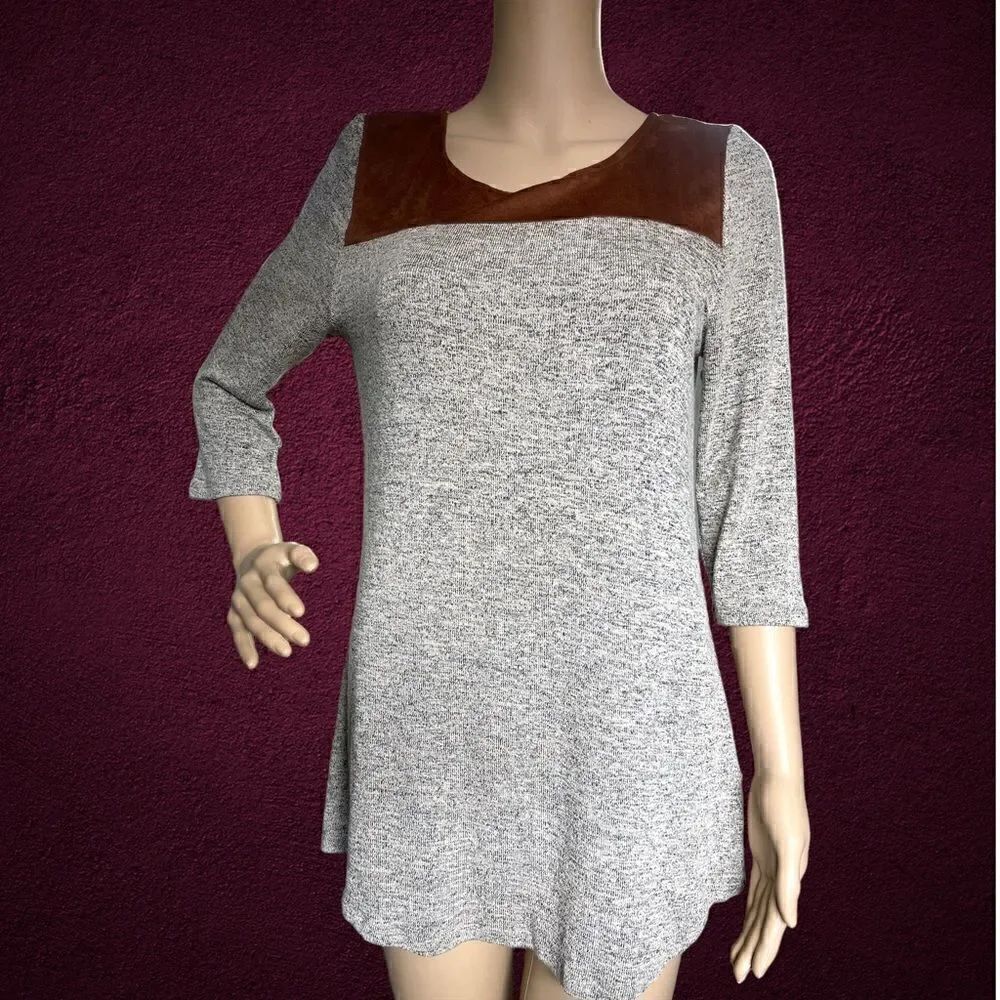 Minimi Maternity Top Sz Large Brown Grey Half Sleeve Pullover.